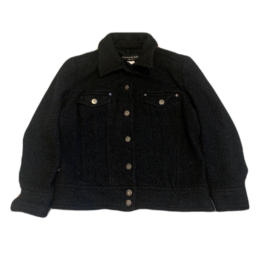 Bianca Nygård Petite Black Wool Blend Jacket, Size 12P